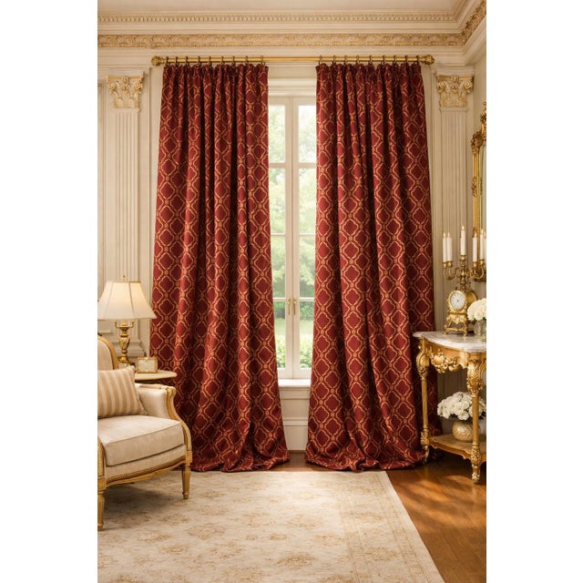 Bring richness and timeless style to your home with this custom-made pair of pinch‑pleated and lined drapery panels,...