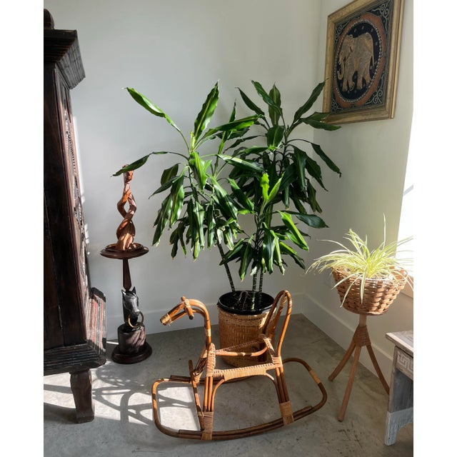 1960s Bent Bamboo & Rattan Rocking Horse Attributed to Franco Albini For Sale - Image 10 of 11