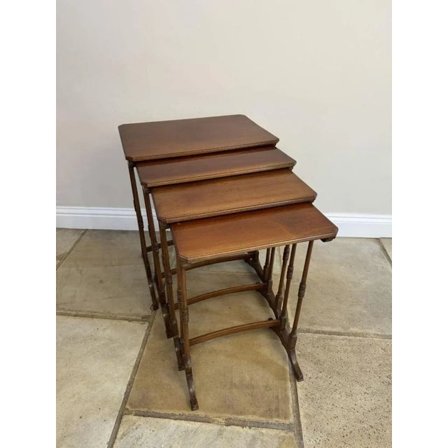 Antique Edwardian Mahogany Nesting Tables, 1900s, Set of 4 For Sale - Image 9 of 9