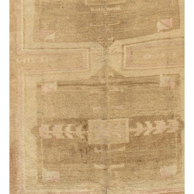 Vintage Circa 1940 Tan Turkish Oushak Area Rug, 6ft 6in X 12ft 4in For Sale - Image 4 of 8