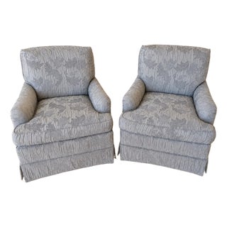 Baker Upholstered Club Chairs- Pair For Sale