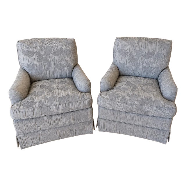 Baker Upholstered Club Chairs- Pair For Sale