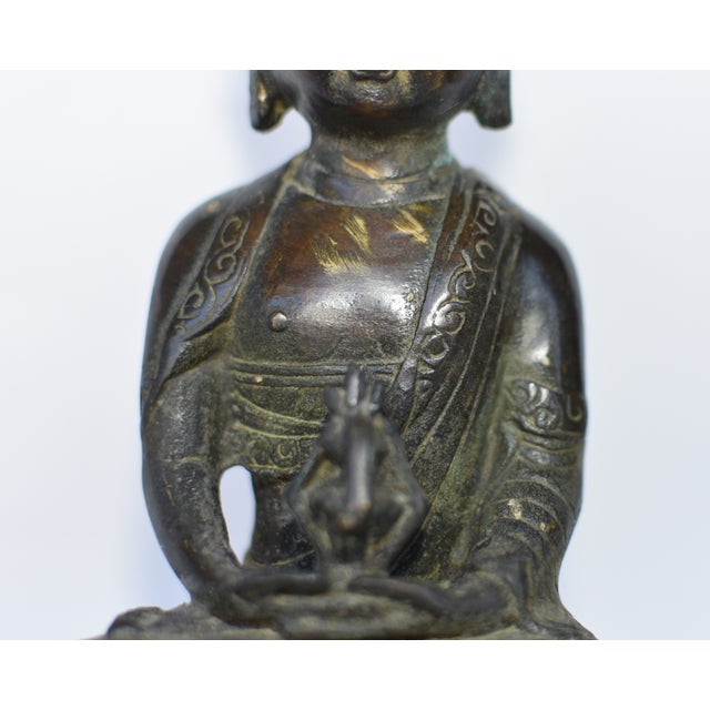 Metal 19th Century Chinese Young Buddha on Lotus Throne For Sale - Image 7 of 12