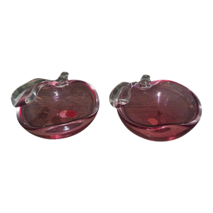 Pair of 1950's Vintage Archimede Seguso Murano Glass Pink Apple Bowl