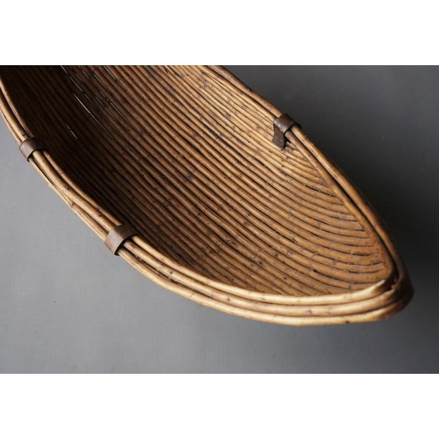 Brown Large Rattan Fruit Basket, 1970s For Sale - Image 8 of 12