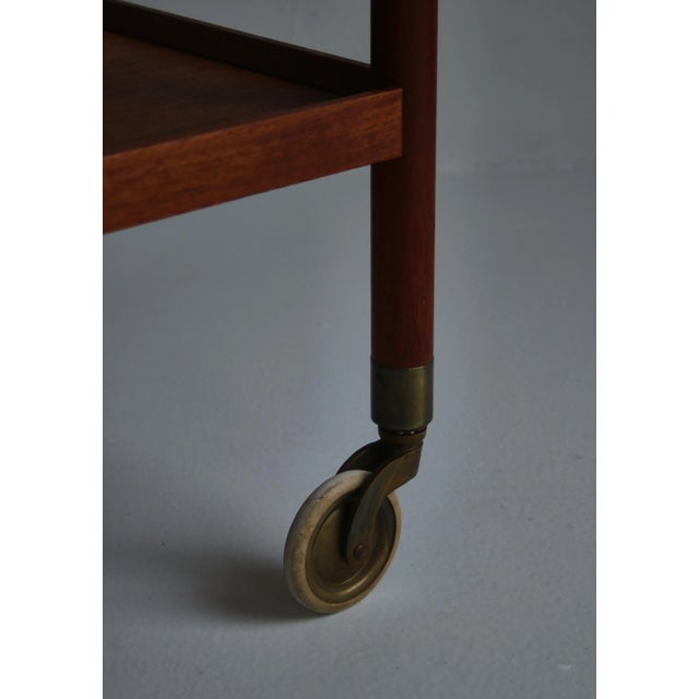 Danish Teakwood & Brass Serving Table from Ludvig Pontoppidan, 1960s For Sale - Image 6 of 11