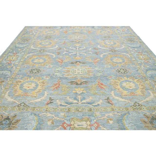 Apadana's Contemporary Sultanabad Floral Wool Rug in Light Blue For Sale - Image 11 of 11