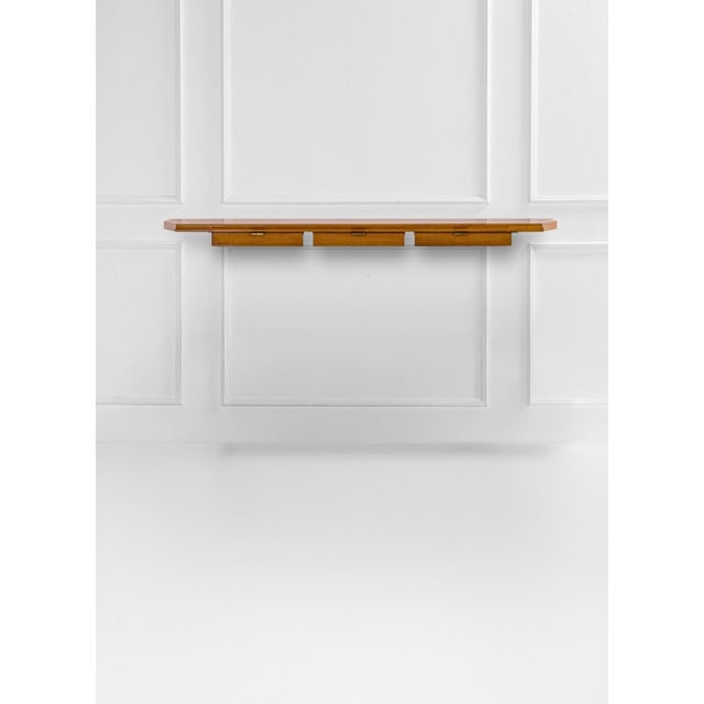 Osvaldo Borsani Wall-Mounted Console Table in Wood with Drawers and Brass Handles by Osvaldo Borsani for ABV, 1950s For Sale - Image 4 of 4