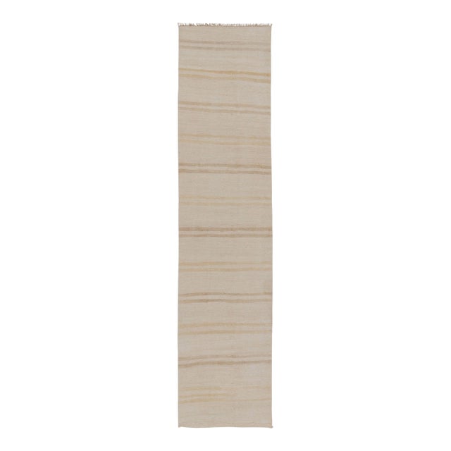 Rug & Kilim’s Contemporary Flatweave Runner in Beige & Cream Design For Sale