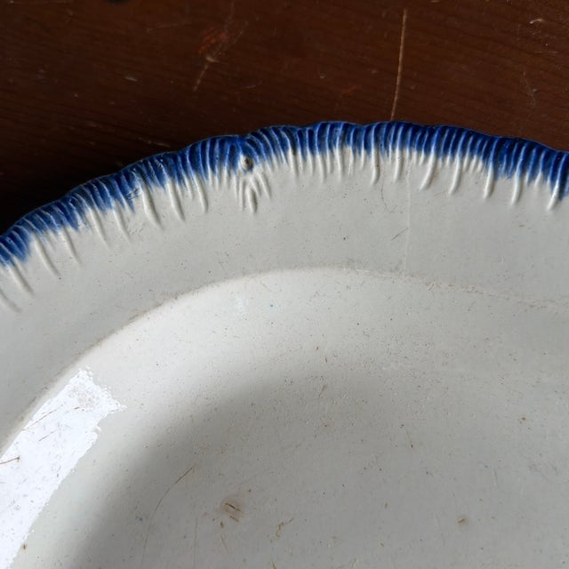 Antique Staffordshire Pearlware Blue Feather Edge Platter, Circa 1820’s For Sale - Image 6 of 12