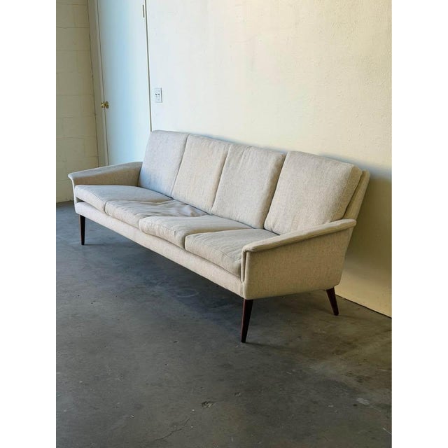 1960s Danish Mid-Century Modern Sofa in Ivory Wool With Rosewood Legs 1960s For Sale - Image 5 of 10