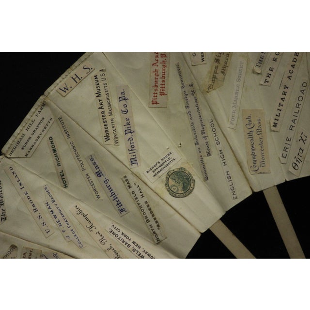 Mid 20th Century 16 Panel Fan with 163 Letterhead Emblems For Sale - Image 4 of 7