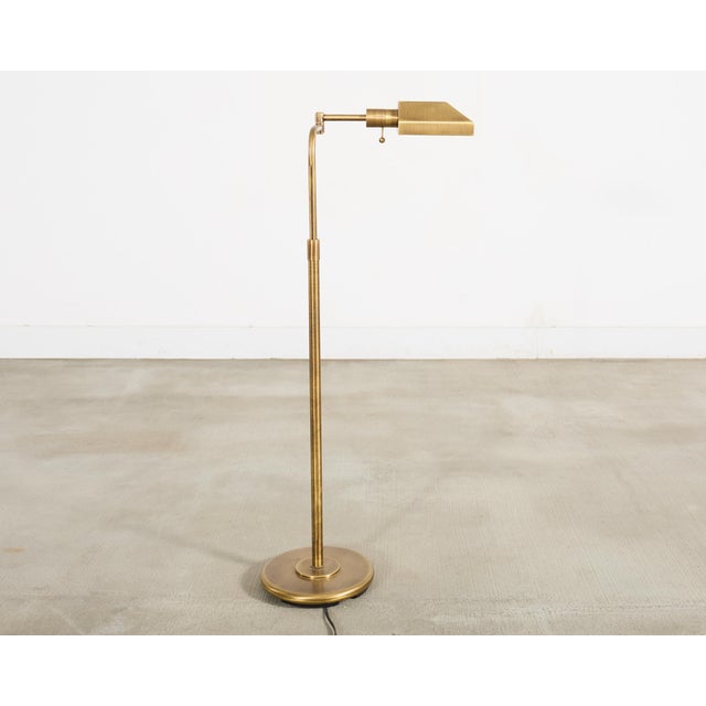 Mid-Century Modern Casella Style Bronzed Swing Arm Pharmacy Floor Lamp For Sale - Image 3 of 17