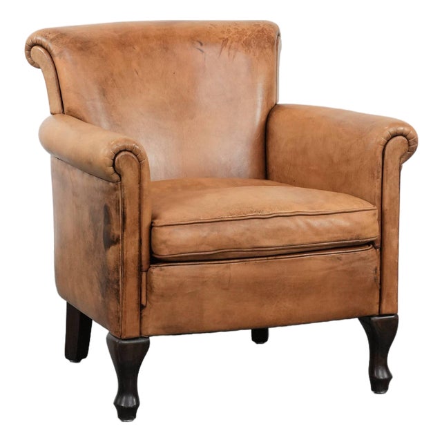 Vintage Sheepskin Leather Chair For Sale