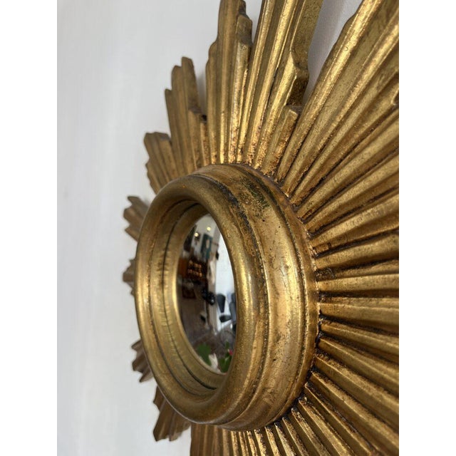 Wood Mid-Century Sunburst Convex Mirror, 1960s For Sale - Image 7 of 10