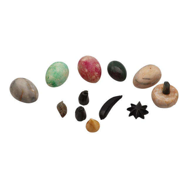 1950s Set of Twelve Assorted Stone Fruits & Specimen Marble Eggs For Sale