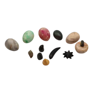 1950s Set of Twelve Assorted Stone Fruits & Specimen Marble Eggs