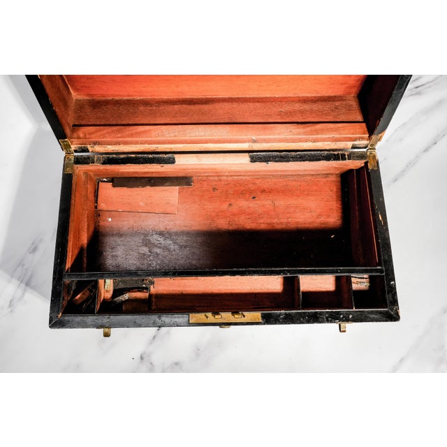 Incredible Large Victorian Antique Brass and Wood Writing Slope Box Lap Desk English Country Home Decor For Sale - Image 17 of 18
