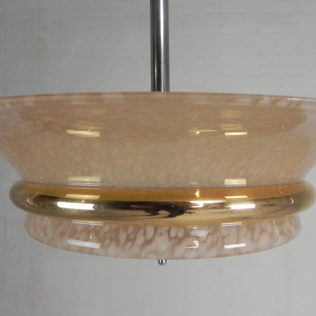 Art Deco Pendant Lamp with Glass Shade, 1930s For Sale - Image 9 of 12