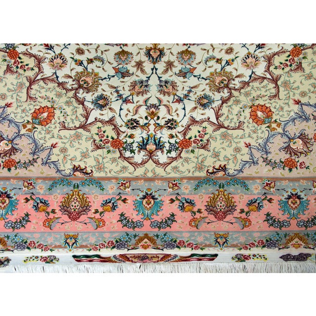 Vintage Silk Persian Tabriz Rug For Sale - Image 13 of 15