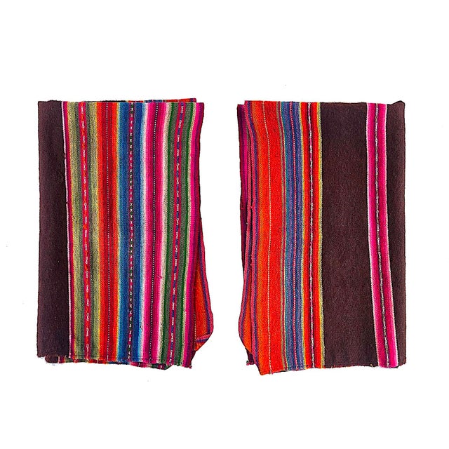 Offered is a vintage Peruvian hand woven Aguayo Manta textile/saddle blanket. These are well known handwoven textiles...