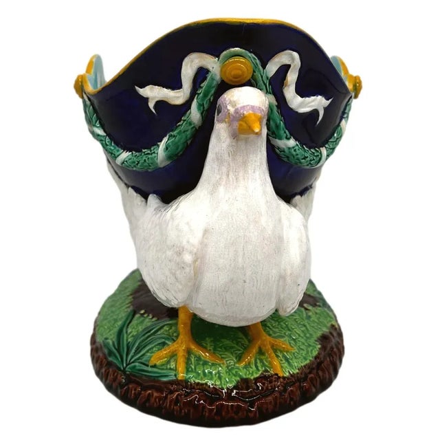 Victorian A George Jones Majolica Cobalt Centerpiece Bowl With Doves, English, Ca. 1870 For Sale - Image 3 of 12