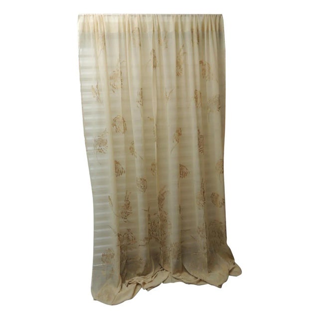 Ecru Modern Sheer Embroidered Ecru Color Curtain Panel For Sale - Image 8 of 8