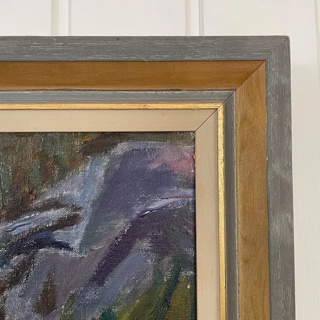 Mid-Century Modern 1957 Mid-Century Swedish Modernist Oil Painting "Sommarkväll Vid Kleivi" by Fritz Smedberg For Sale - Image 3 of 18