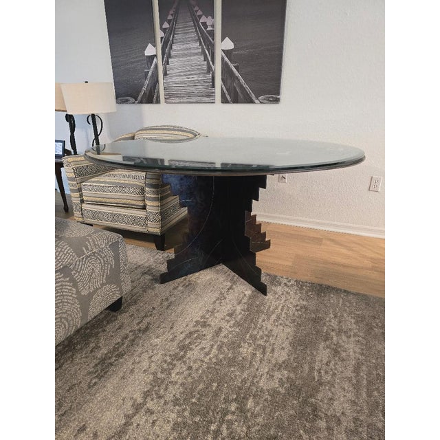 Chocolate 1990s 60 Inch Laser Etched Southwestern Dining Table For Sale - Image 8 of 9