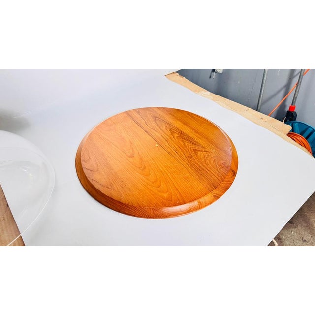 Glass Serving Tray Cloche Plate Bell in Plastic and Wood, France, 1970s For Sale - Image 7 of 12