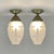 Art Deco Frosted Glass and Burnished Brass Flush Mounts, Austria, 1920s, Set of 2 For Sale - Image 3 of 16