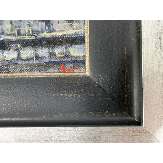 Absolutely beautiful oil painting by Vakhtang, depicting a foggy morning in Paris. Original signed piece. Measures...