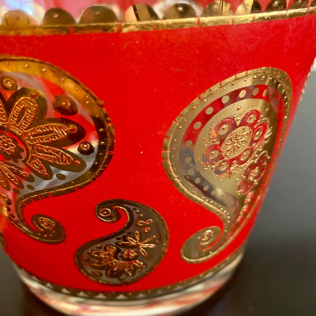 1960s 1960s Culver Paisley Old Fashioned Drinking Glasses With Ice Bucket and Serving Tray Set- 10 Pieces For Sale - Image 5 of 11