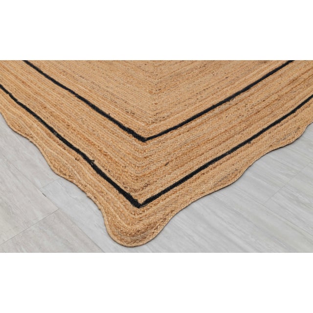 Not Yet Made - Made To Order Black Natural Jute Wave Scallop Rug 2x4 Ft. For Sale - Image 5 of 12