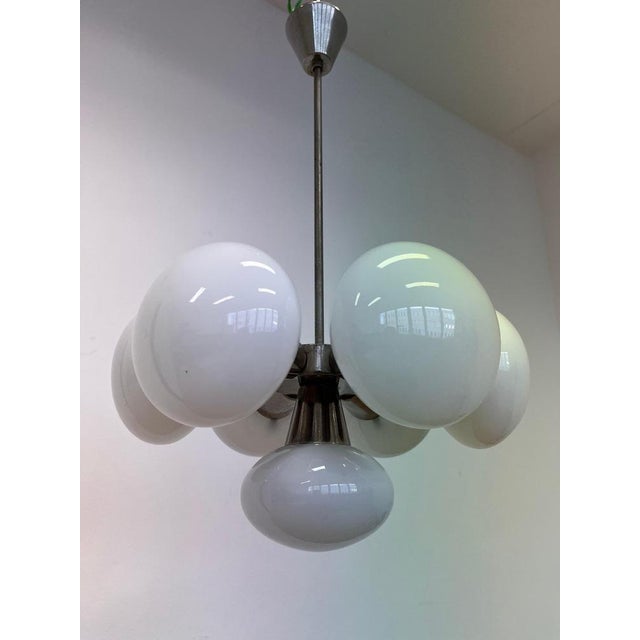 Space Age Chrome Sputnik 7-Flamming Pendant, Czechoslovakia, 1970s For Sale - Image 9 of 10