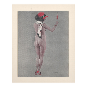 1920 French Art Deco Nude, Risque Print, Matted