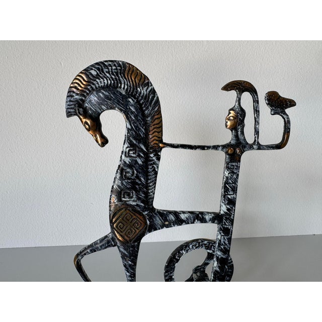 Mid-Century Modern Vintage Frederic Weinberg Style Etruscan Horse Chariot Sculpture/Sold For Sale - Image 3 of 9