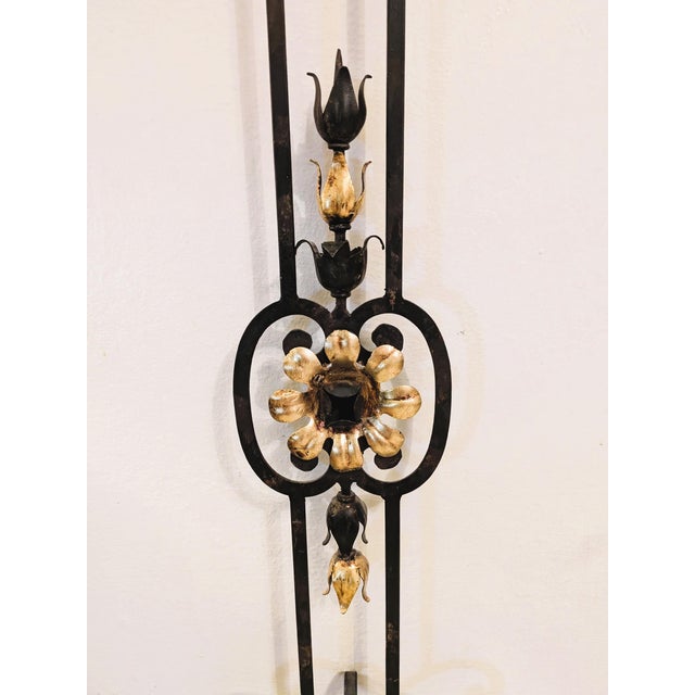Mid 20th Century Vintage French Wrought Iron Gilt Tole Wall Clock For Sale - Image 5 of 8
