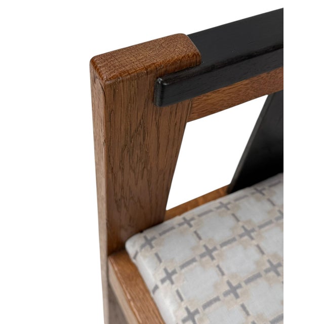Art Deco Modernist Stool in Oak & Velvet from Jan Brunott, 1920s For Sale - Image 3 of 14