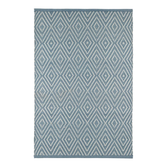 Dash & Albert by Annie Selke Diamond Slate/Light Blue Indoor/Outdoor Rug, 5' x 8' For Sale