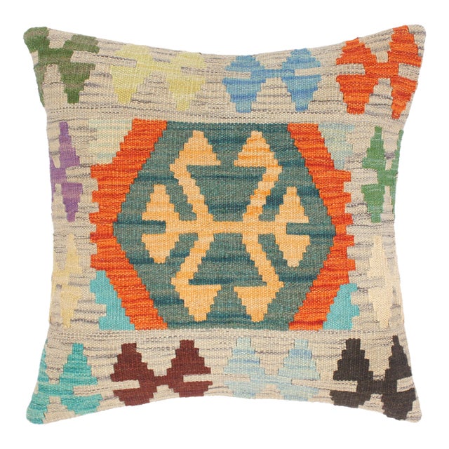 Southwestern Turkish Elinore Hand Woven Kilim Throw Pillow For Sale