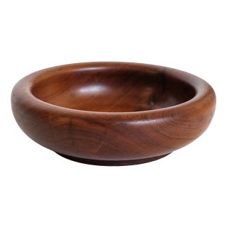 Handcrafted Wooden Bowl in Walnut For Sale