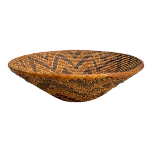 Handwoven Kenyan African Basket Bowl – Vintage Geometric Tribal Woven Decor