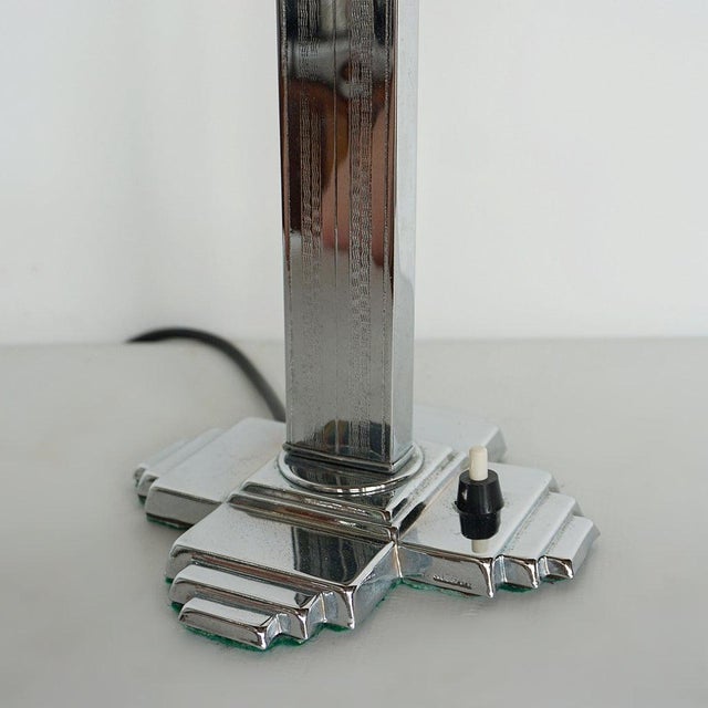 Art Deco Table Lamp with Pink Glass Shade For Sale - Image 4 of 8