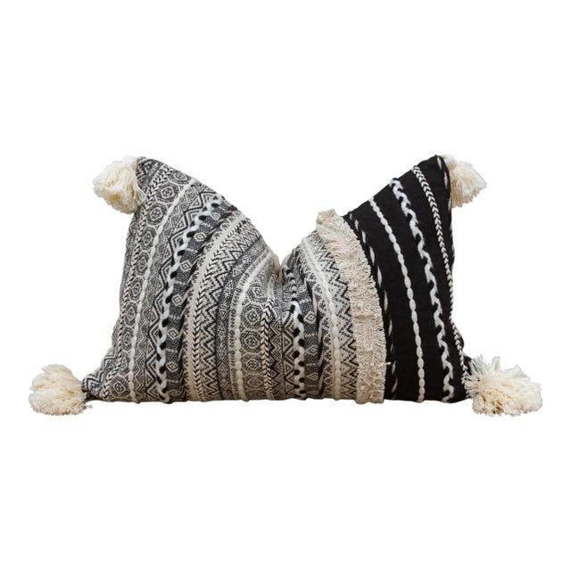 Muted Gray Nomadic Moroccan Lumbar Pillow For Sale
