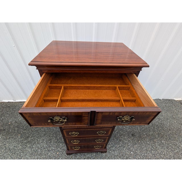 Mid 20th Century Drexel Georgian Lingerie Chest With Chippendale Brass Pulls For Sale - Image 12 of 13