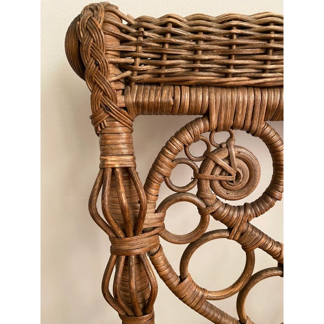 Late 19th Century Antique American Victorian Wicker and Cane Courting Bench Chair Settee For Sale - Image 5 of 13
