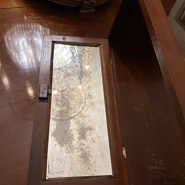 Wood Antique Store Counter Display Curved For Sale - Image 7 of 7