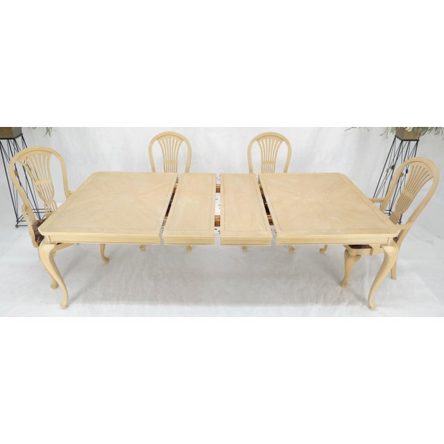 Late 20th Century Queen An Style White Wash Dining Table 6 Chairs Set by Century Furniture MINT For Sale - Image 5 of 17