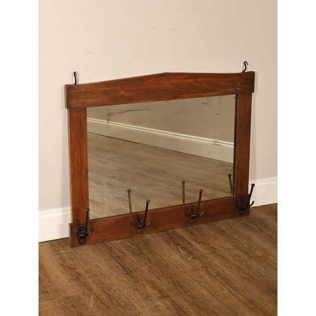 High Quality Gustav Stickley Mission Oak Wall Mirror Featuring A Rectangular Solid Oak Frame With Integrated Lower Rail...